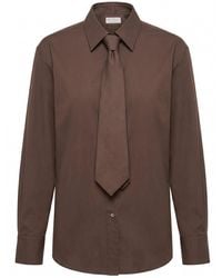 Brunello Cucinelli - Tie-Detail Cotton Shirt - Lyst