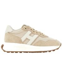 Hogan - Logo Patch Lace-Up Sneakers - Lyst