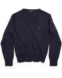 Balenciaga - Laurel Classic V-Neck Destroyed Sweater - Lyst