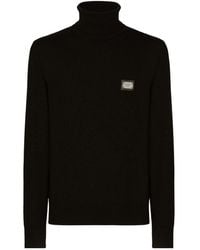 Dolce & Gabbana - Logo Engraved Roll-Neck Jumper - Lyst