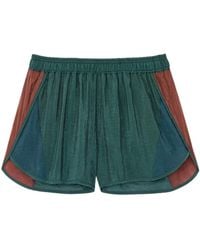 Saint Laurent - Color-Blocked Curved Hem Shorts - Lyst