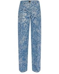 Etro - Floral Printed Trousers - Lyst