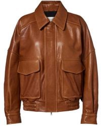 Nour Hammour - Runa Leather Bomber Jacket - Lyst