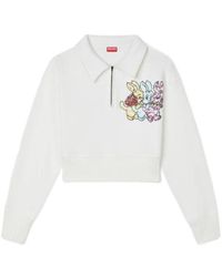 KENZO - Cartoon Embroidered Cropped Polo Sweatshirt - Lyst