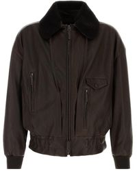 Giorgio Armani - Long-Sleeve Leather Jacket - Lyst