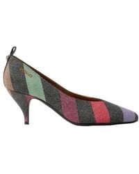 Versace - Tina Striped Kitten Heel Pumps - Lyst