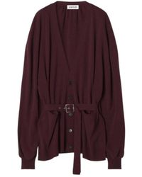 Lanvin - Belted Balloon-Sleeve Cardigan - Lyst