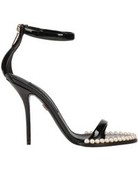 Dolce & Gabbana - Patent Leather Round-Toe Sandals - Lyst