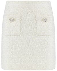 Self-Portrait - Cream Textured Knit Mini Skirt - Lyst