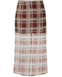 FRAME - Check Silk Midi Skirt - Lyst