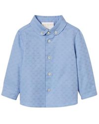 Gucci - Baby Oxford Cotton Gg Shirt - Lyst