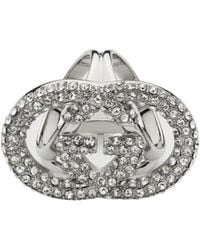 Gucci - Crystal Interlocking G Carré Ring - Lyst