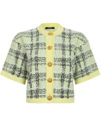 Balmain - Buttoned Check Tweed Cardigan - Lyst