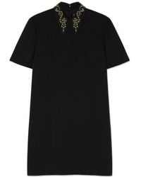 Versace - Dress With Appliqués On The Collar - Lyst