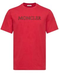 Moncler - Logo Embroidered Crewneck T-Shirt - Lyst