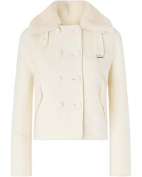 Ermanno Scervino - Double-Breasted Fur Collar Jacket - Lyst