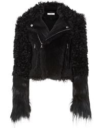 Fendi - Blouson Patchwork Shearling Biker Jacket - Lyst