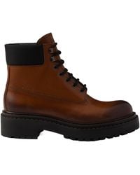 Prada - Leather And Re-Nylon Work Boots - Lyst