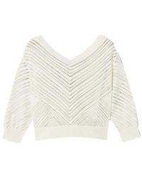 Twinset - V-Neck Pointelle-Knit Sweater - Lyst