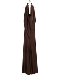 Loewe - Long Scarf Open-Back Halterneck Satin Dress - Lyst