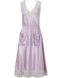 Rabanne - Lace-Trimmed Satin Midi Dress - Lyst