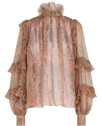 Etro - Semi Sheer Ruffled Blouse - Lyst