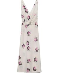 Prada - Floral-Print Sablé Midi Dress - Lyst