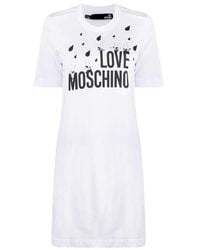 Moschino - Logo Print Cotton T-Shirt Dress - Lyst