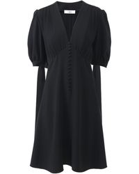 Chloé - Chloé V-Neck Puff Sleeved Mini Dress - Lyst