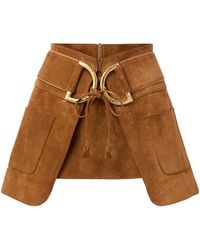 Tom Ford - Belted Layered Suede Mini Skirt - Lyst