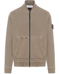 Stone Island - Logo-Patch Zipped Sweatshirt - Lyst