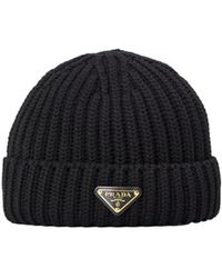 Prada - Classic Logo Knit Hat - Lyst