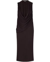 Tom Ford - Draped Plunging-Neck Midi Dress - Lyst