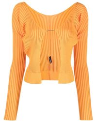Jacquemus - Logo-Plaque Ribbed-Knit Cardigan - Lyst