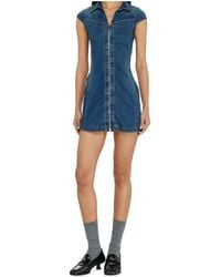 DIESEL - Zip-Up Denim Mini Dress - Lyst