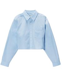 Alexander Wang - Logo-Embroidered Cotton Cropped Shirt - Lyst
