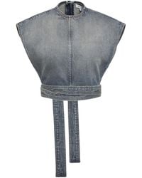 Alaïa - Alaïa Belted Sleeveless Crop Top - Lyst