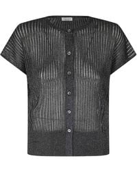 Roberto Collina - Ribbed-Knit Short-Sleeve Cardigan - Lyst