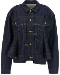 Sacai - Long Sleeved Denim Jacket - Lyst