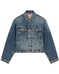 KENZO - Button-Up Cropped Denim Jacket - Lyst
