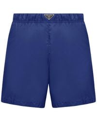Prada - Triangle-Logo Mid-Rise Swim Shorts - Lyst