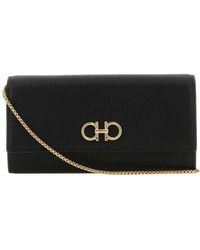 Ferragamo - Gancini-Plaque Leather Clutch Bag - Lyst