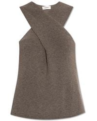 Lisa Yang - Cross-Neck Ribbed Top - Lyst