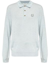 Maison Kitsuné - Maison Kitsuné Fox Head Patch Fine-Knit Polo Shirt - Lyst