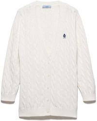 Prada - Cable-Knit Logo Cardigan - Lyst