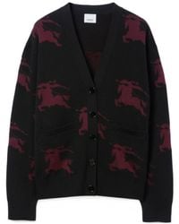 Burberry - Logo Jacquard Buttoned Cardigan - Lyst