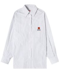 KENZO - Logo Embroidered Buttoned Shirt - Lyst