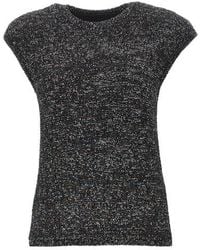 Emporio Armani - Sequin-Embellished Round Neck Top - Lyst