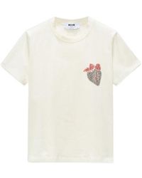 MSGM - Crystal-Embellished Crew-Neck T-Shirt - Lyst