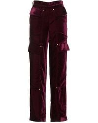 Stella McCartney - Velvet Wide Leg Cargo Pants - Lyst